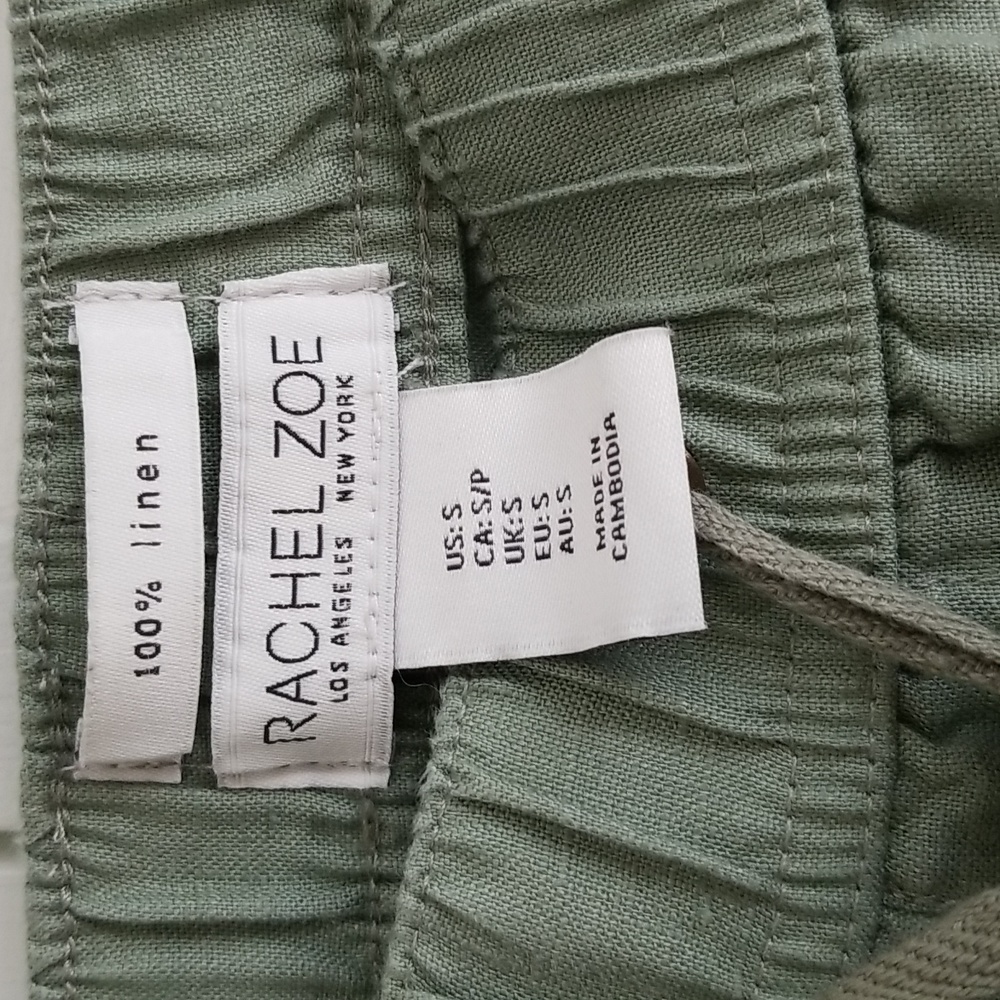 Linen wide-leg, green Rachel Zoe slacks, S.